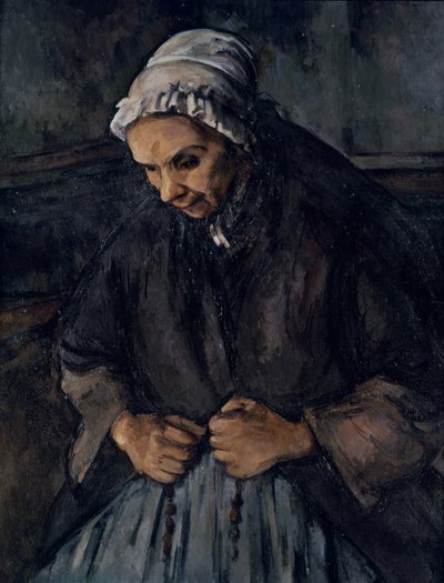 Oude vrouw met een rozenkrans, c.1896 door Paul Cézanne